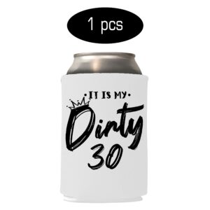 Veracco It Is My Dirty 30 Years - Thirth Birthday Gift - For Dirty Thirty Crew Party Favors Decorations Can Coolie Holder (Black/White, 12)