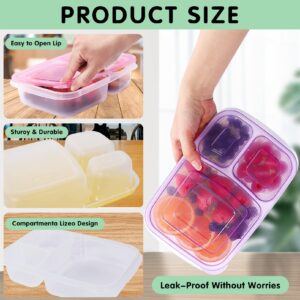 Kipeber 7 Pack Meal Prep Containers 3 Compartment,Reusable Bento Lunch Box,Plastic Divided Lunch Containers with Lids,Divided Food Storage Containers Microwave Freezer Dishwasher Safe for Work travel