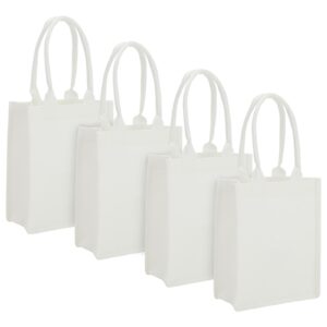 sparkle and bash white burlap gift bags with handles, reusable jute tote bags for grocery shopping (8 x 10 x 3.94 in, 4 pack)