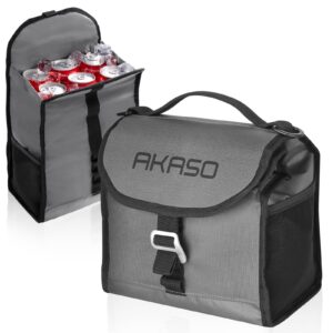 akaso insulated cooler lunch bag packable lunch box 12 can cooler bag with adjustable shoulder strap for office picnic