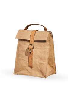 out of the woods insulated lunch bag, sustainable and eco friendly, light brown