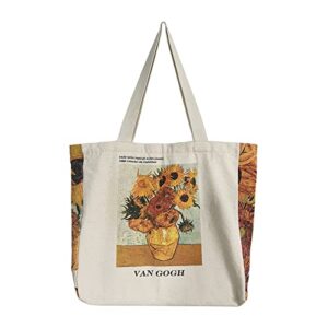 keanoo canvas tote bag for aesthetic women, cute tote bags with zipper big canvas shoulder bag for shopping beach gift