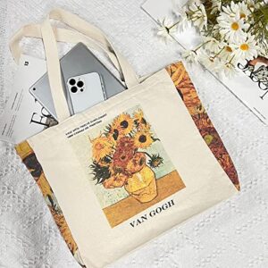 Keanoo Canvas Tote Bag for Aesthetic Women, Cute Tote Bags with Zipper Big Canvas Shoulder Bag for Shopping Beach Gift