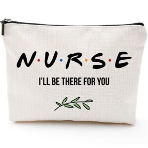 blue leaves nurse be there for you-nurse graduation gifts for women, student, gift for nursing student, nurse practitioner gifts for women nurses week - makeup bag gifts