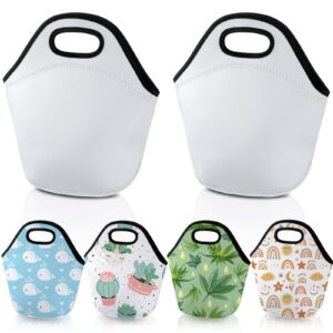 sumind 6 pcs sublimation blank neoprene lunch bags diy reusable lunch box kid thermal insulated pouch foldable food carry case handbags tote with zipper for women adults work school outdoor(medium)