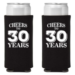 veracco cheers to 30 years thirth birthday gift for dirty thirty party favors decorations slim can coolie holder (black, 12)