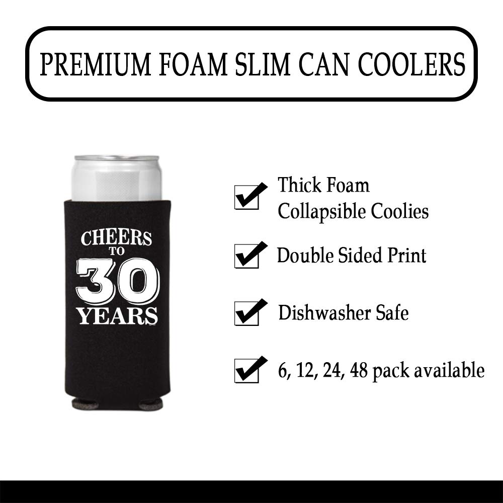 Veracco Cheers To 30 Years Thirth Birthday Gift For Dirty Thirty Party Favors Decorations Slim Can Coolie Holder (Black, 12)
