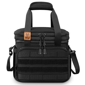 wu insulated large lunch bag 15l 18l adjustable dry wet separation lunch box heavy duty waterproof leakproof soft cooler food bag kit, black