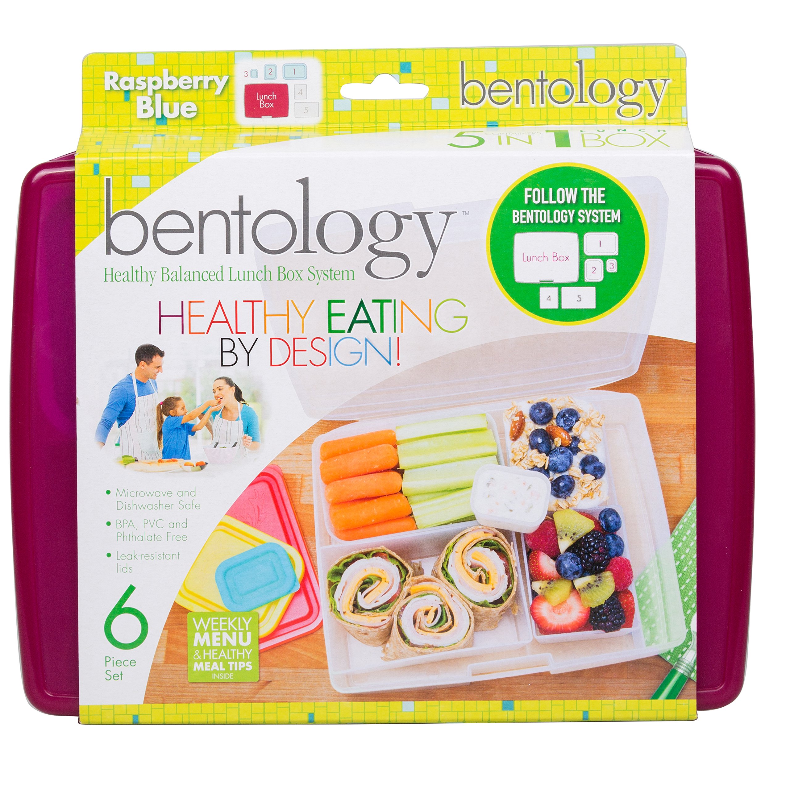 Bentology Bento Lunch Box Set w/ 5 Inner Removable Containers, Leak Proof, Food Prep & Snack Packing Compartments - Stackable, Microwave Safe Nesting Containers w Lids, Easy to Clean & Store