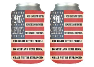 usa flag constitution 2nd amendment collapsible beer can bottle beverage cooler sleeves 2 pack gift set