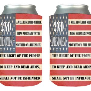 USA Flag Constitution 2nd Amendment Collapsible Beer Can Bottle Beverage Cooler Sleeves 2 Pack Gift Set