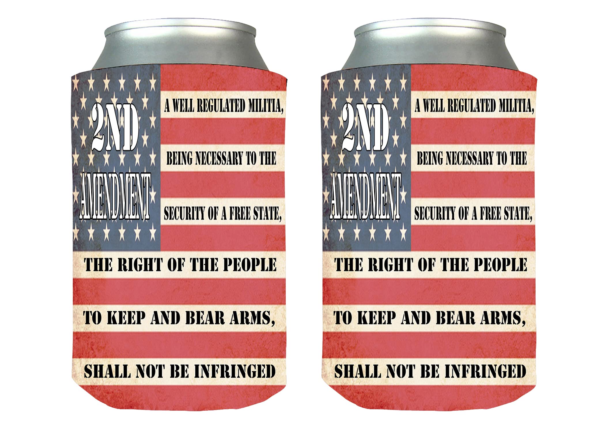 USA Flag Constitution 2nd Amendment Collapsible Beer Can Bottle Beverage Cooler Sleeves 2 Pack Gift Set