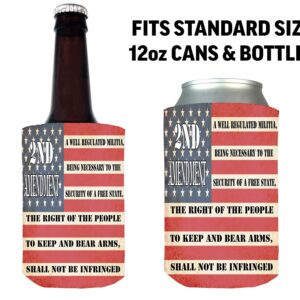 USA Flag Constitution 2nd Amendment Collapsible Beer Can Bottle Beverage Cooler Sleeves 2 Pack Gift Set