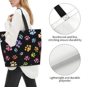Colorful Dog Gone Pawful Paws Waterproof Tote Bag Women Large Capacity Shoulder Grocery Shopping Bags