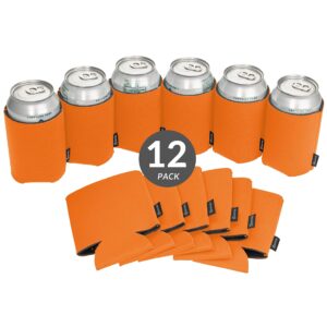 koozie beer can cooler blank bulk insulated drink holder for cans, bottles, diy personalized gifts for events, bachelorette parties, weddings, birthdays 12 pack (bright orange)