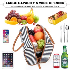 Tirrinia Lunch Bag Women Box Insulated Men Lunchbox Adults, Insulated Bag women Box Freezable Adult Cute Large Tote Cooler, Lunch Women Bag for Work, Picnic, Best Independence Day Gift, Grey