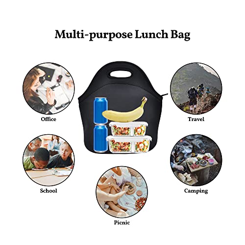 Aiphamy Neoprene Lunch Bag for Kids, Insulated Lunch Box Tote for Women Men Adult Teens Boys Teenage Girls Toddlers (Black)