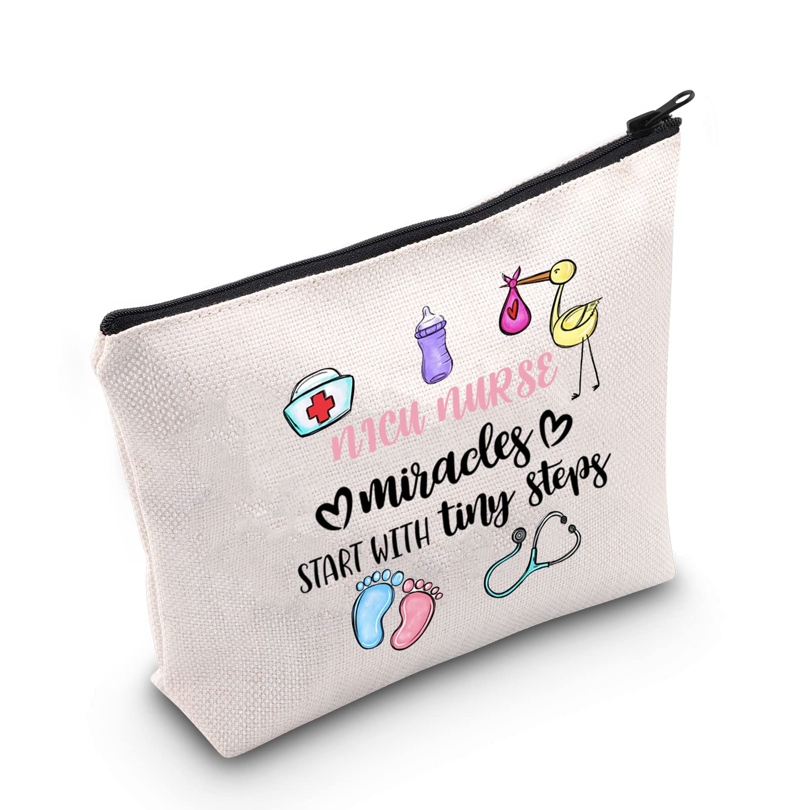 POFULL Nicu Nurse Gift Miracles Start with Tiny Steps Nursing Student Gift NICU Nurse Appreciation Gift (NICU NURSE bag)