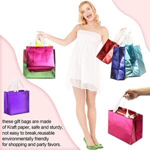 48 Pcs Glossy Reusable Grocery Bags Shopping Tote Bag 3 Size Glossy Mix Color Gift Tote Bags Non Woven Fabric Present Bag with Handles for Party Birthday Wedding Valentine's Day Event Goodie Gift