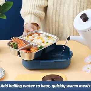 Yingluo Lunch Box,Hot Water Heating Portable Food Warmer,Removable 304 Stainless Steel Spoon And Portable Insulation Bag,1.1L,Yellow