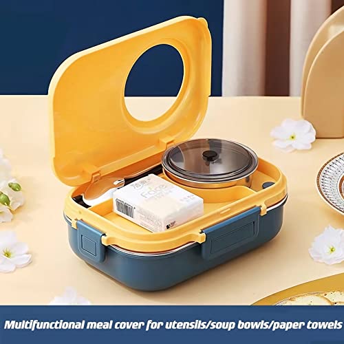 Yingluo Lunch Box,Hot Water Heating Portable Food Warmer,Removable 304 Stainless Steel Spoon And Portable Insulation Bag,1.1L,Yellow