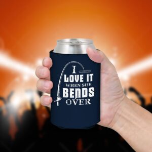 Fisherman Hooker Bends Over Pole Dance Funny Fishing Can Sleeve Cooler Insulated Drink Coozies Soda Beer Hugger Coolies (Navy, 3 Pk)