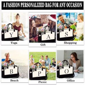 YOOLIFE Best Friend Personalized Gifts for Women - Travel Beach Tote Bag with Handles Thank You Gifts for Friends Female Teacher Mother Personalized Monogram Gift Bag for Birthday Bridal Shower Y