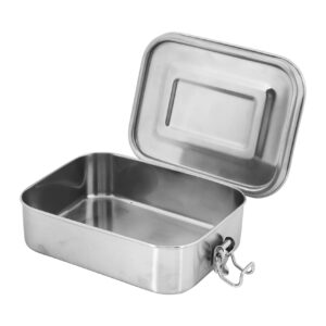 WG inc Small Stainless Steel Bento Box Sandwich Container, Salads or One Meal Tiffin | Open Design for Wraps | Hygienic, Easy to open secure clips, Durable ~ Dishwasher Safe and BPA-Free