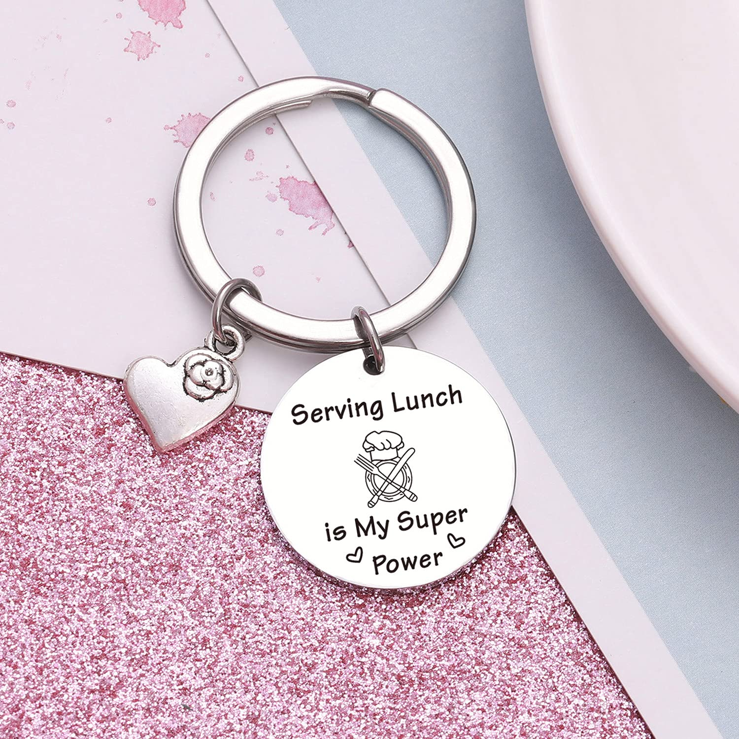 NOTHERS RSZOTW Lunch Lady Day Keychain School Lunch Lady Keychain Cafeteria Staff Jewelry Lunch Lady Jewelry Cafeteria Staff Gift Lunch Server Keychain