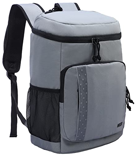 MIER Cooler Backpack Insulated Large Soft Coolers Bag, 30 Can Leakproof Ice Chest Lunch Backpacks for Men and Women for Beach Work Travel Picnic, Grey