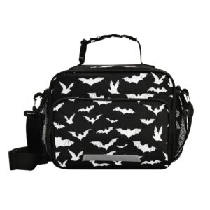 glaphy halloween bats lunch bag insulated black lunch box cooler cooling tote food container for men women kids adults