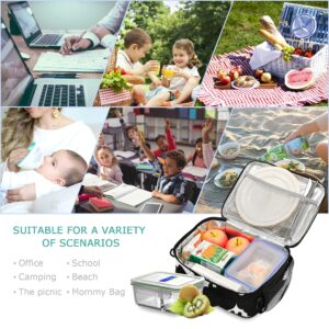 Glaphy Halloween Bats Lunch Bag Insulated Black Lunch Box Cooler Cooling Tote Food Container for Men Women Kids Adults