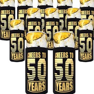 thin seltzer can cooler 12 pack, happy 50th birthday party decorations for men, insulated sleeves dad's birthday decorations & party favors, 50th birthday gifts for men, black & gold