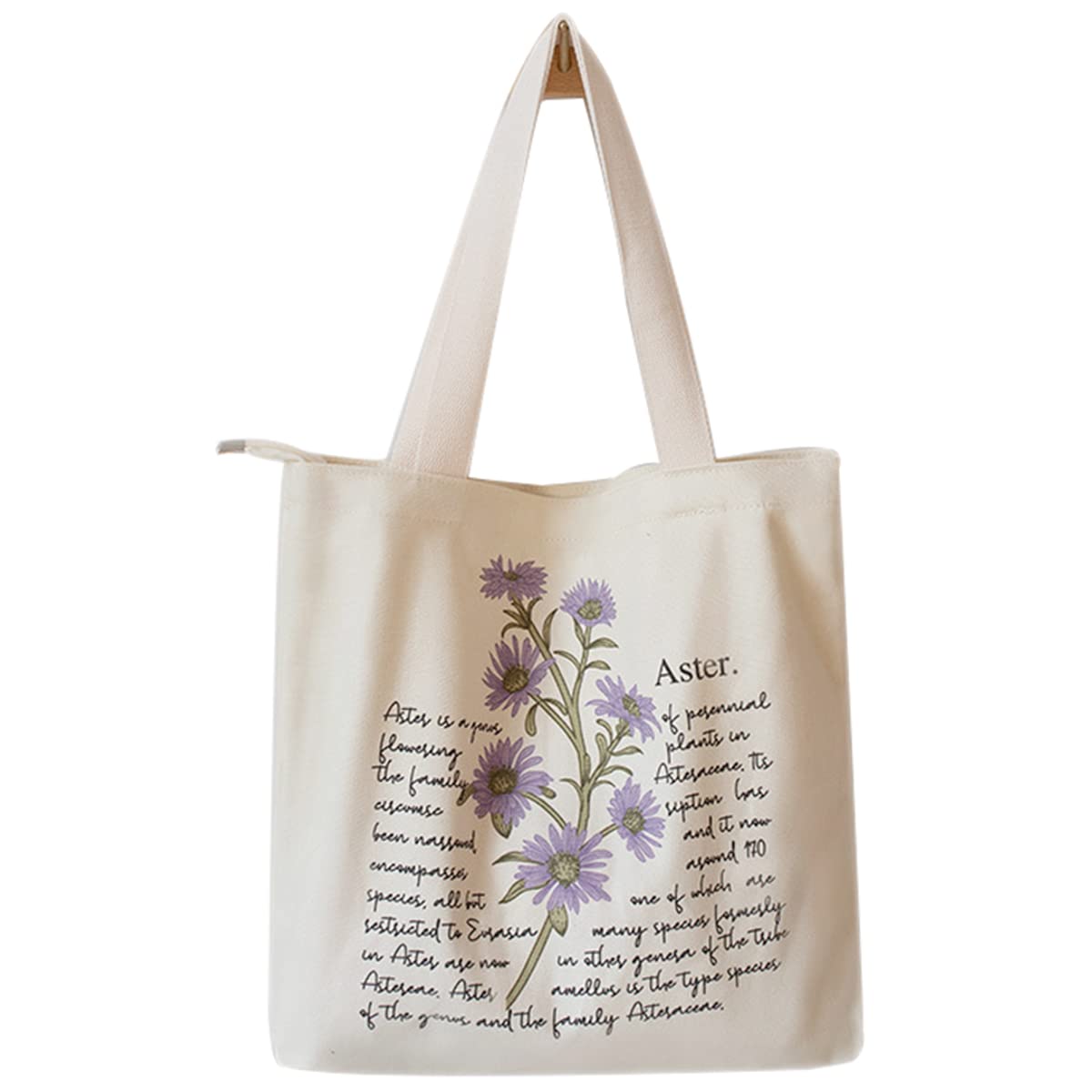 Floral Canvas Tote Bag Botanical Shopping Bag Aesthetic Flower Tote Bag Canvas Grocery Bag for Women Trendy Tote