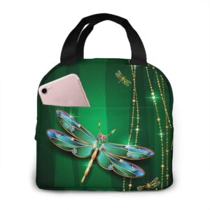 mount hour dragonfly green insulated lunch box reusable cooler tote bag waterproof lunch holder gift for women & men work picnic or travel