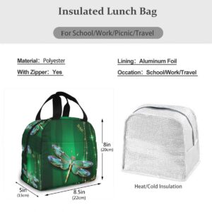 Mount Hour Dragonfly Green Insulated Lunch Box Reusable Cooler Tote Bag Waterproof Lunch Holder Gift for Women & Men Work Picnic or Travel