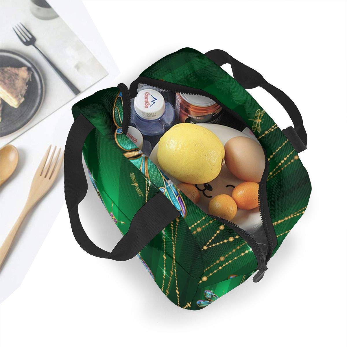 Mount Hour Dragonfly Green Insulated Lunch Box Reusable Cooler Tote Bag Waterproof Lunch Holder Gift for Women & Men Work Picnic or Travel