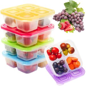gtthry bento snack boxes,4-compartment snack containers,stackable food storage containers with lids,reusable bento lunch boxes,bpa free lunch containers,food containers dishwasher safe(5 pack)