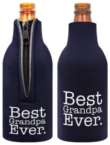 father's day gift beer bottle coolie best grandpa ever 2 pack bottle drink coolers coolies navy