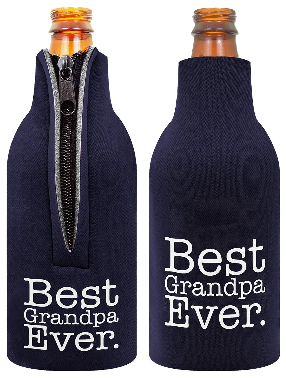 Father's Day Gift Beer Bottle Coolie Best Grandpa Ever 2 Pack Bottle Drink Coolers Coolies Navy