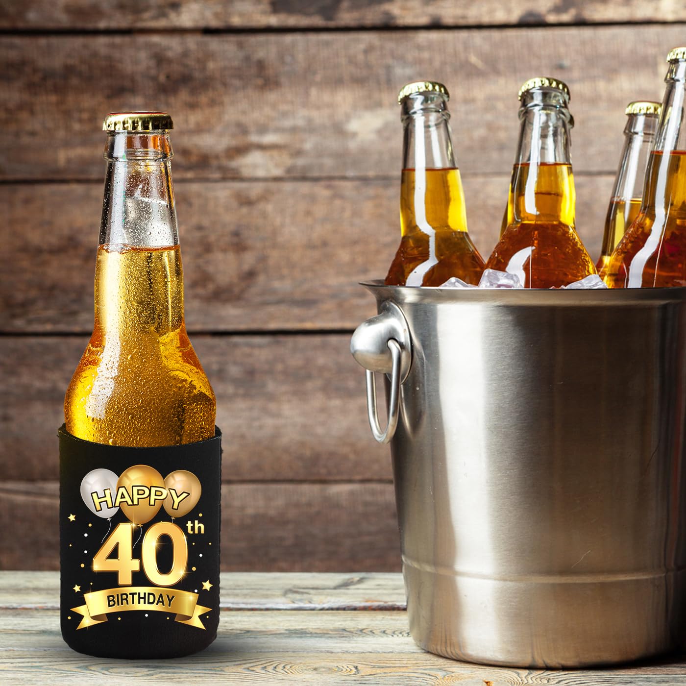 Greatingreat 40th Birthday Can Cooler Sleeves Pack of 12-40th Anniversary Decorations- Vintage 1984-40th Birthday Party Supplies - Black and Gold Fortieth Birthday Cup Coolers