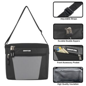 Fridge Pak Insulated Adult Lunch Box & 12 Can Large Capacity Can Cooler Bag (Black/Grey)