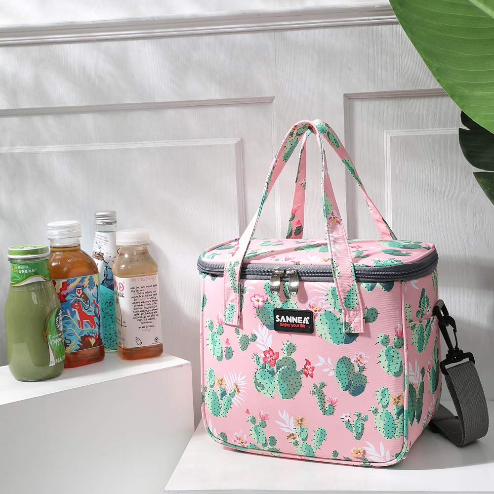 Aschar Reusable Insulated Thermal Lunch Bag Cute Lunch Box for Adult Women Work Office Outdoor Travel Picnic Beach BBQ party (Cactus)