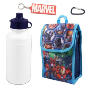 Marvel Avengers School Backpack Set ~ 8 Pc Bundle with 16" Avengers Superhero School Bag, Lunch Box, Water Bottle, Stickers, and More | Avengers School Supplies for Kids