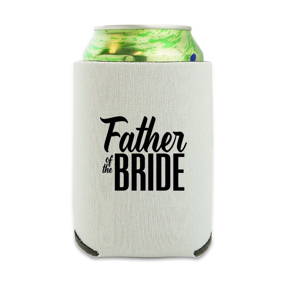 Father of the Bride Wedding Can Cooler - Drink Sleeve Hugger Collapsible Insulator - Beverage Insulated Holder