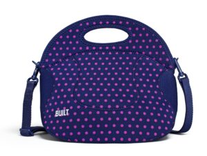 built spicy relish tote neoprene lunch bag with adjustable crossbody strap mini dot navy lb12-mnv