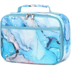 ledaou lunch box kids boys girls cute insulated lunch box reusable lunch bag meals tote lunchbox for school picnic travel (w-marble 52)