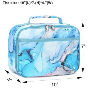 LEDAOU Lunch Box Kids Boys Girls Cute Insulated Lunch Box Reusable Lunch Bag Meals Tote Lunchbox for School Picnic Travel (W-Marble 52)