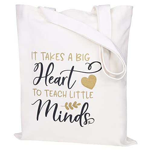 HNSHAG Teacher Appreciation Gifts - Teachers Tote Bag Canvas with Pocket for Women - Teachers Bags and Totes for Work - Student Teacher Gifts for Teachers Day Birthday