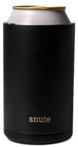 snute standard can cooler for beer, soda, sparkling water | vacuum insulated stainless steel drink sleeve holder for 12oz regular cans (black)